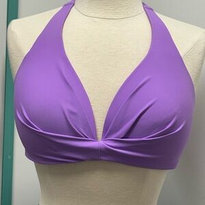 Lavender Deep V Halter Bikini Top padded lined cup, Size E Cup